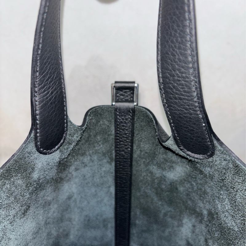 HERMES PICOTIN 18 TC 黑色荔枝皮銀釦 手提包 水桶包 菜籃包 菜籃子-31