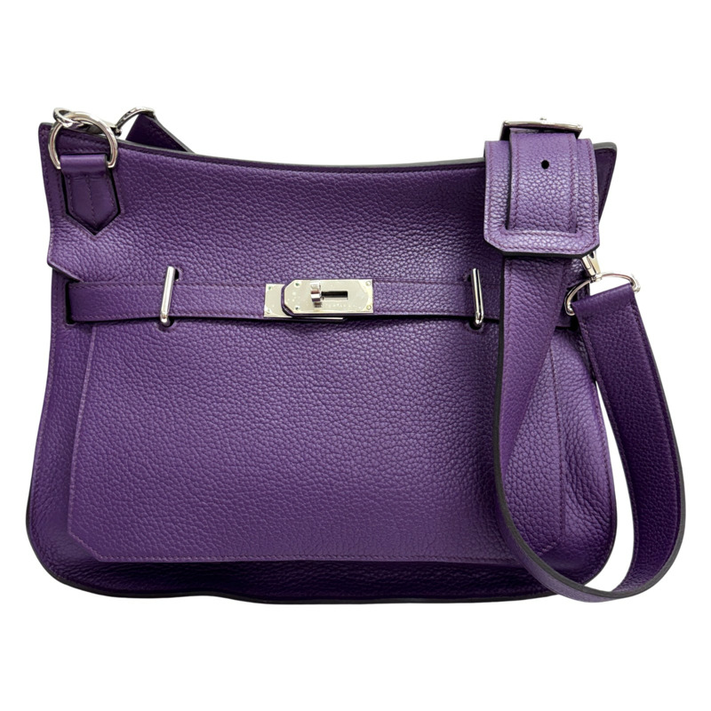 海葵紫 Taurillon牛皮 Jypsiere 34 肩背包 □Q刻 銀扣【HERMES 愛馬仕】-0