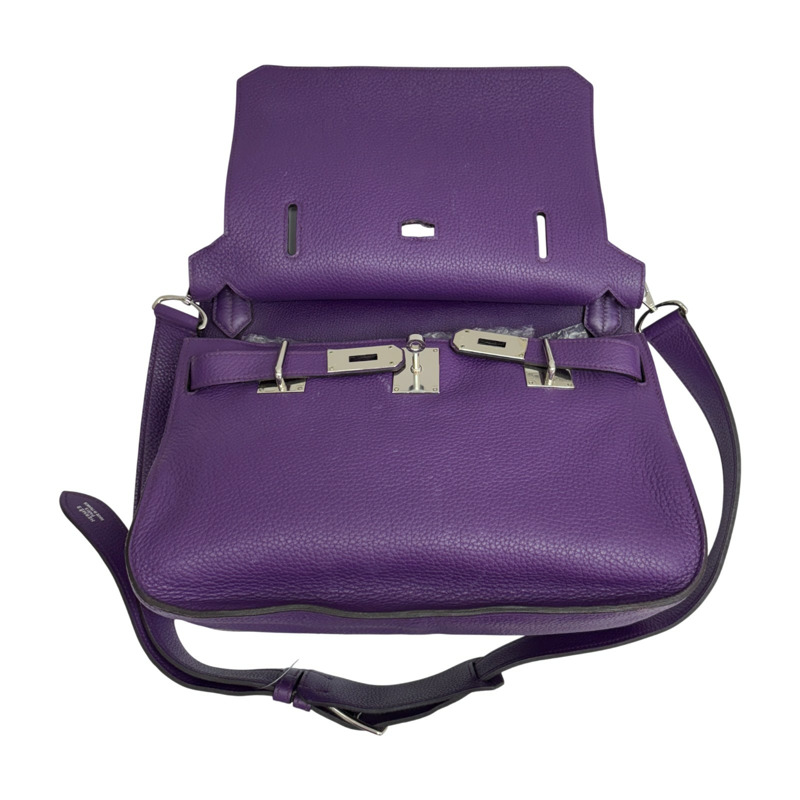 海葵紫 Taurillon牛皮 Jypsiere 34 肩背包 □Q刻 銀扣【HERMES 愛馬仕】-4