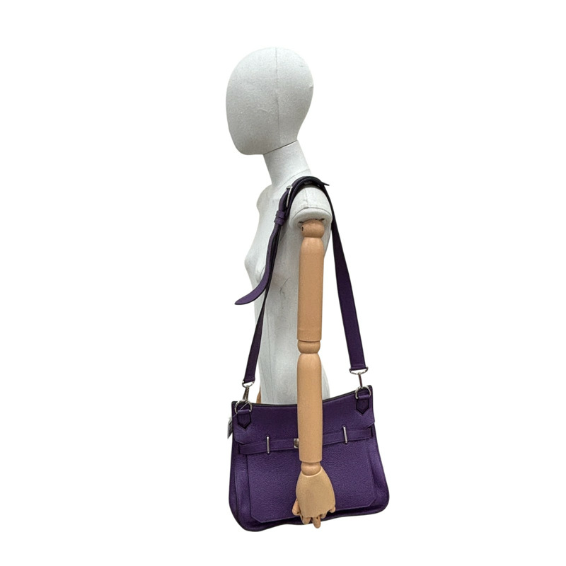 海葵紫 Taurillon牛皮 Jypsiere 34 肩背包 □Q刻 銀扣【HERMES 愛馬仕】-11