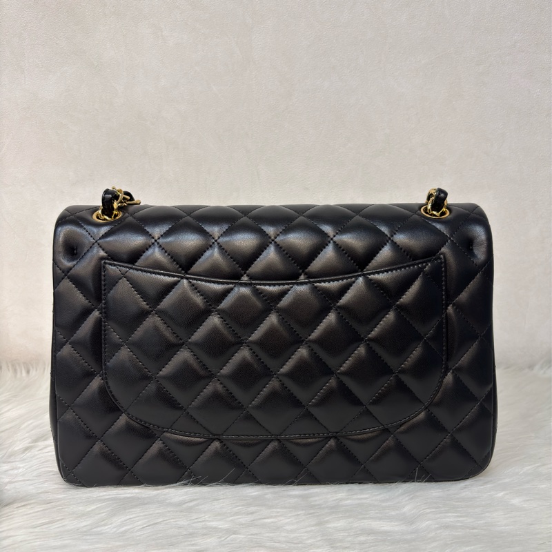 CHANEL A58600 COCO 30 CF JUMBO 黑色羊皮金鍊 肩背包斜背包口蓋包-3