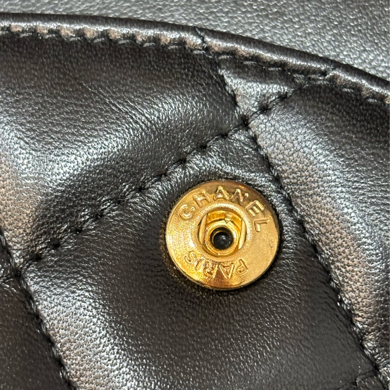 CHANEL A58600 COCO 30 CF JUMBO 黑色羊皮金鍊 肩背包斜背包口蓋包-9