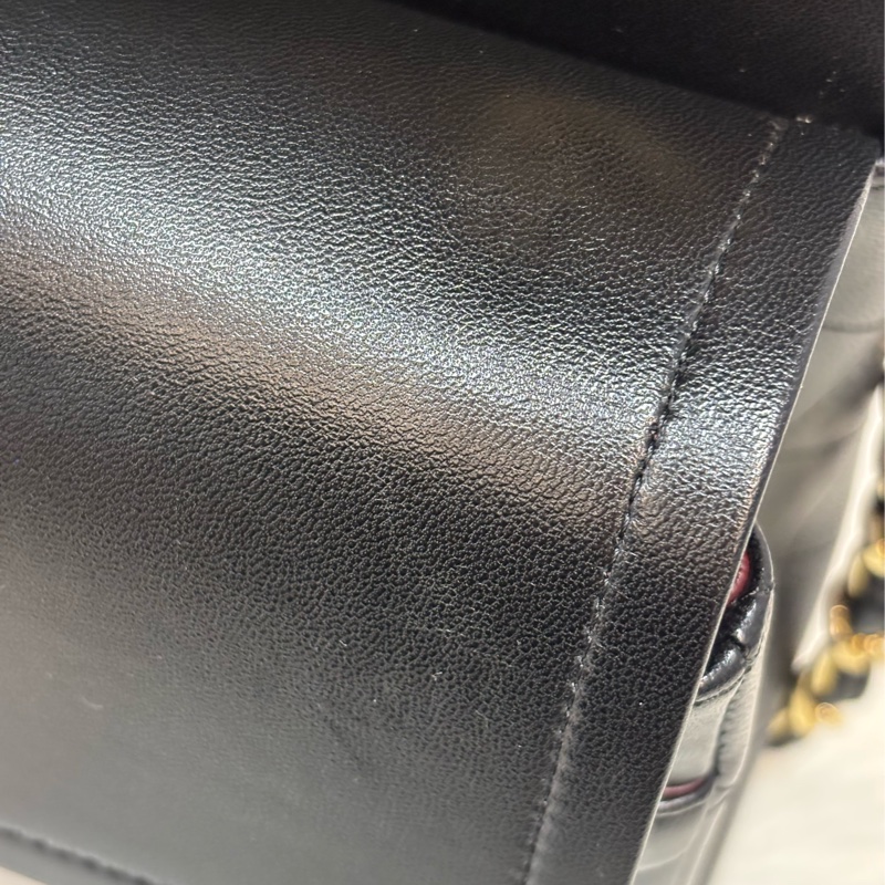 CHANEL A58600 COCO 30 CF JUMBO 黑色羊皮金鍊 肩背包斜背包口蓋包-18