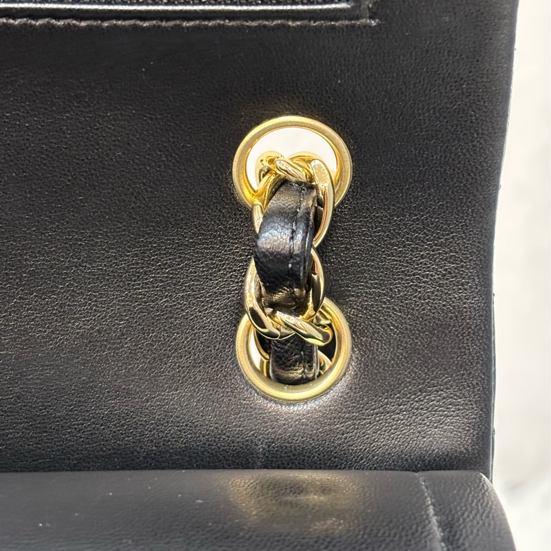 CHANEL A58600 COCO 30 CF JUMBO 黑色羊皮金鍊 肩背包斜背包口蓋包-22