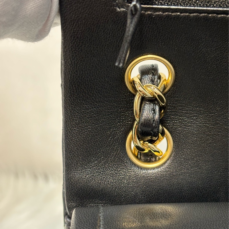 CHANEL A58600 COCO 30 CF JUMBO 黑色羊皮金鍊 肩背包斜背包口蓋包-23