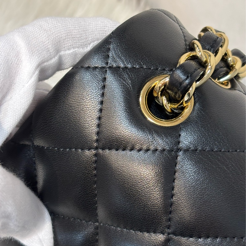 CHANEL A58600 COCO 30 CF JUMBO 黑色羊皮金鍊 肩背包斜背包口蓋包-25