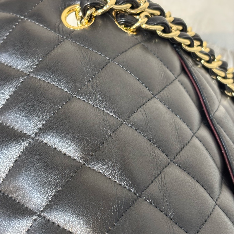 CHANEL A58600 COCO 30 CF JUMBO 黑色羊皮金鍊 肩背包斜背包口蓋包-28