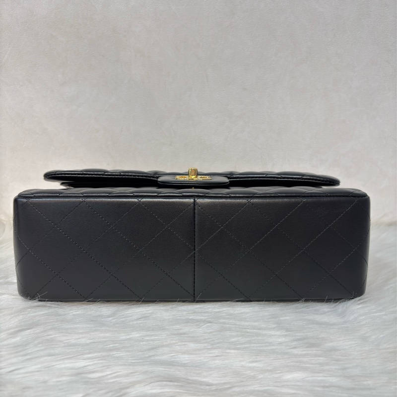 CHANEL A58600 COCO 30 CF JUMBO 黑色羊皮金鍊 肩背包斜背包口蓋包-30