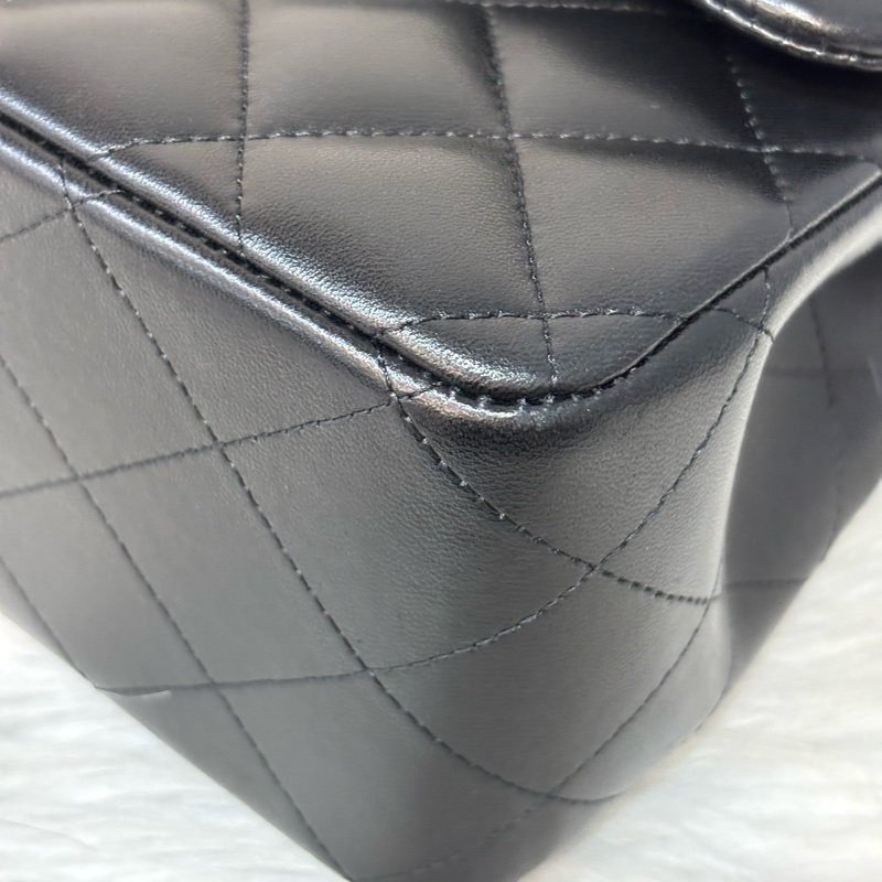 CHANEL A58600 COCO 30 CF JUMBO 黑色羊皮金鍊 肩背包斜背包口蓋包-38