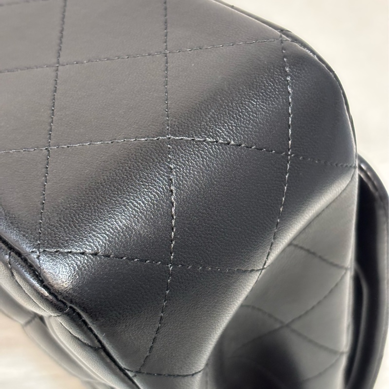 CHANEL A58600 COCO 30 CF JUMBO 黑色羊皮金鍊 肩背包斜背包口蓋包-39