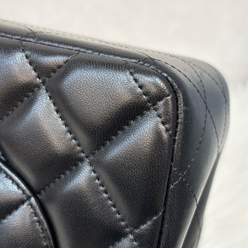 CHANEL A58600 COCO 30 CF JUMBO 黑色羊皮金鍊 肩背包斜背包口蓋包-40