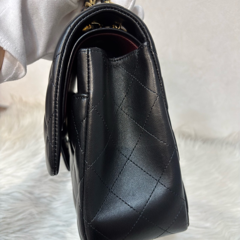 CHANEL A58600 COCO 30 CF JUMBO 黑色羊皮金鍊 肩背包斜背包口蓋包-41