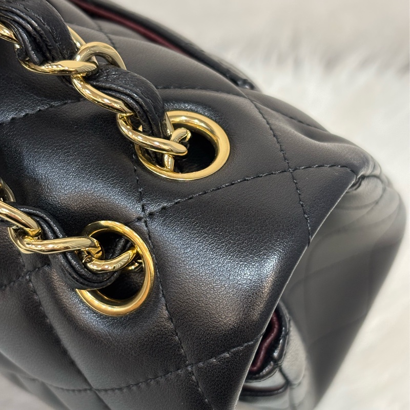 CHANEL A58600 COCO 30 CF JUMBO 黑色羊皮金鍊 肩背包斜背包口蓋包-45