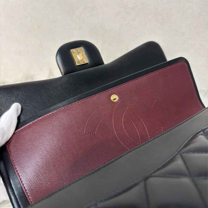 CHANEL A58600 COCO 30 CF JUMBO 黑色羊皮金鍊 肩背包斜背包口蓋包-48