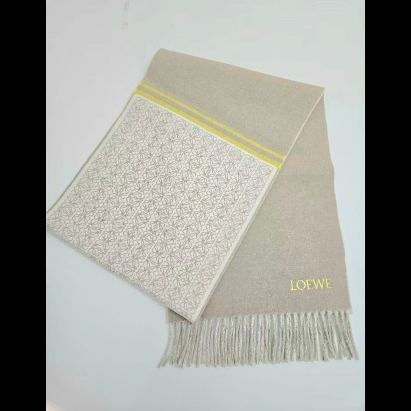 【新品】Loewe Anagram 雙面羊毛和羊絨混圍巾-4