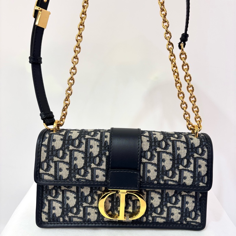 Dior藍緹布刺繡蒙田East Wast鍊包-0