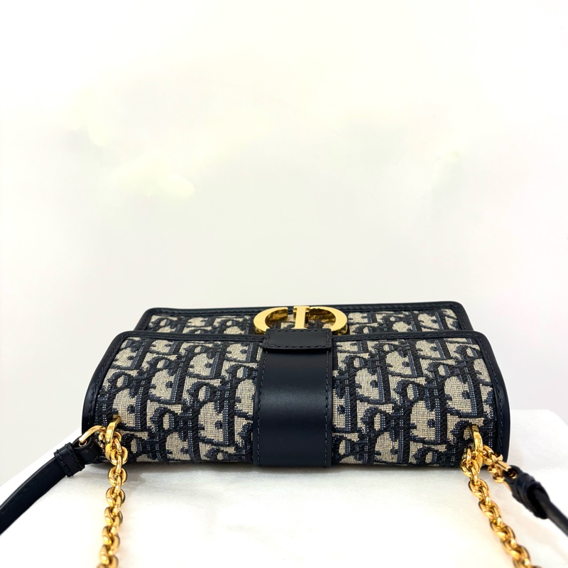 Dior藍緹布刺繡蒙田East Wast鍊包-5