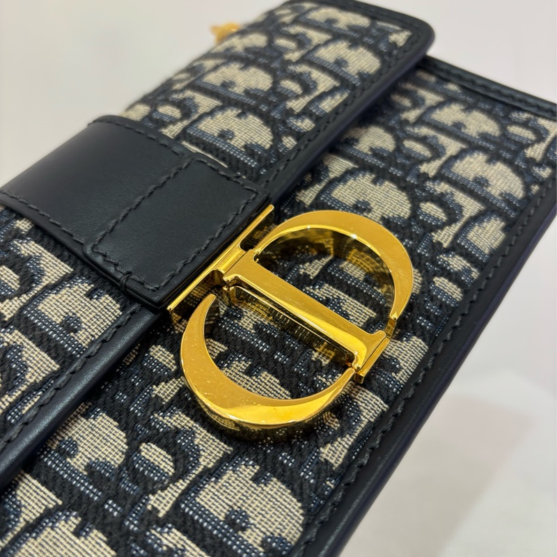 Dior藍緹布刺繡蒙田East Wast鍊包-8