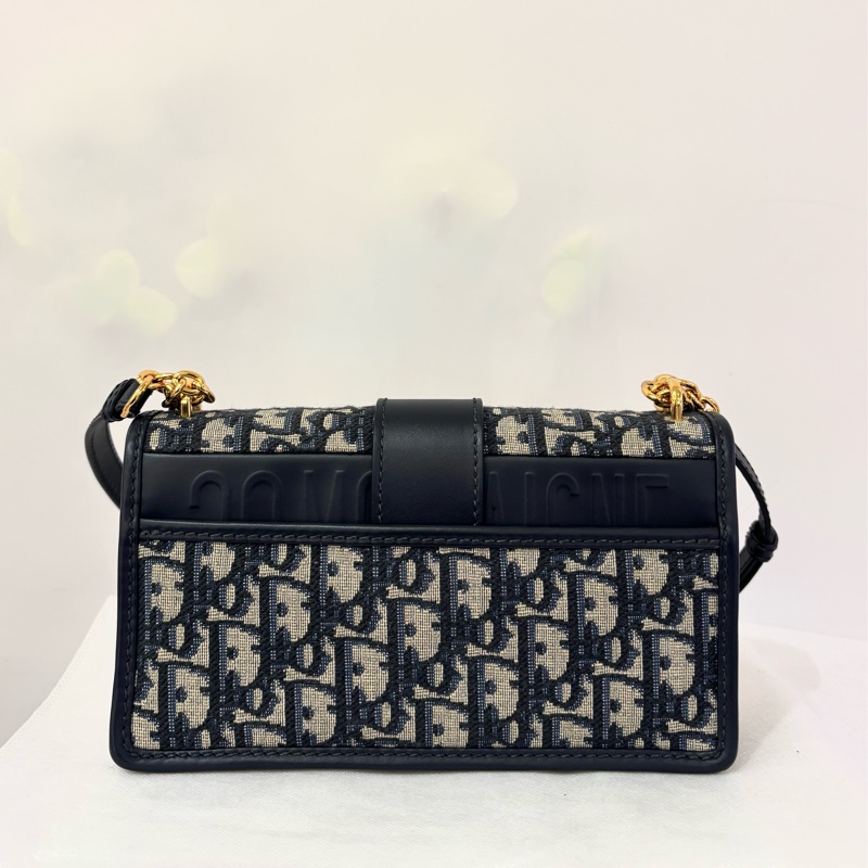 Dior藍緹布刺繡蒙田East Wast鍊包-13