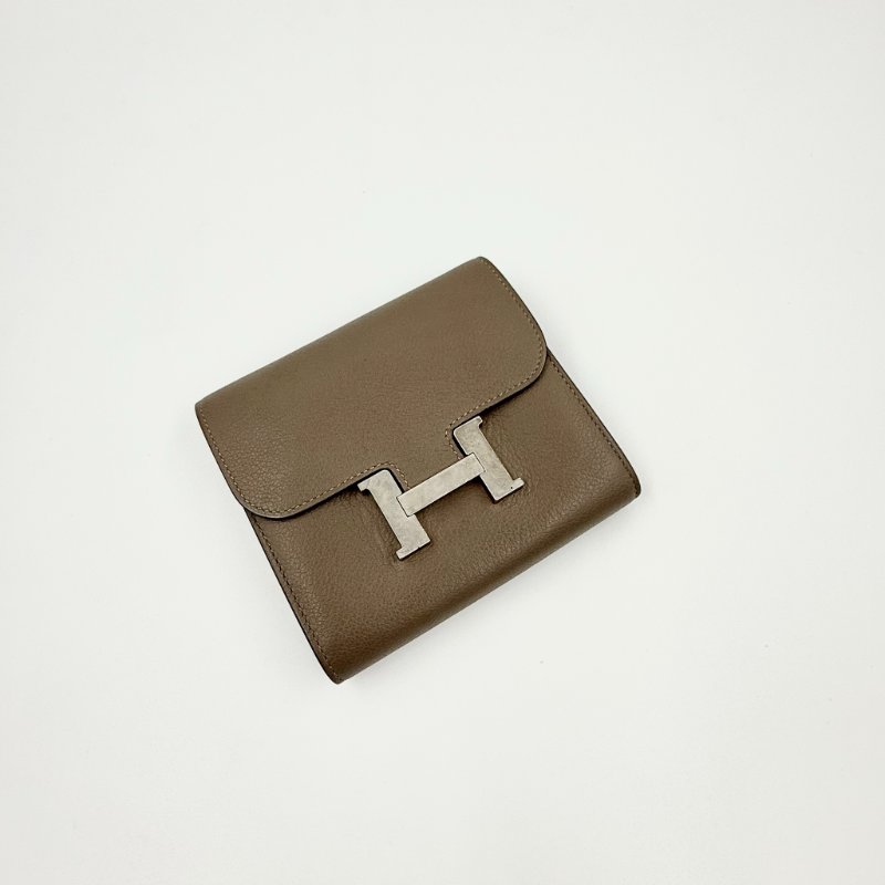 HERMES - 大象灰銀釦 Epsom Constance Slim 短夾-0