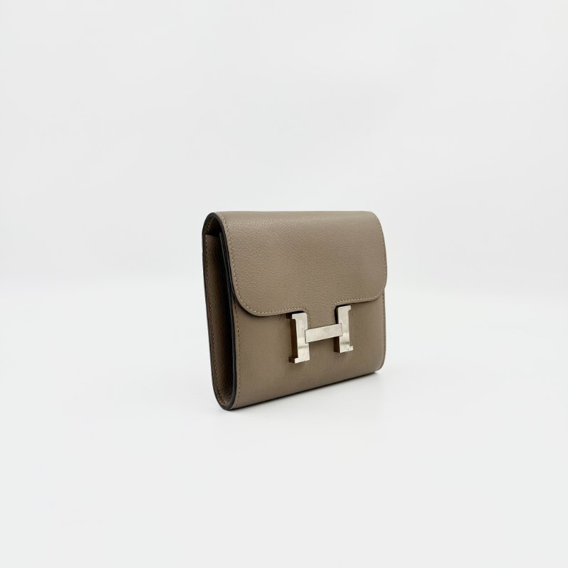HERMES - 大象灰銀釦 Epsom Constance Slim 短夾-8