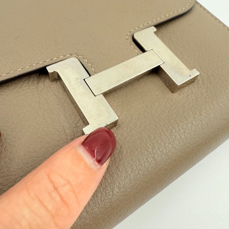 HERMES - 大象灰銀釦 Epsom Constance Slim 短夾-29