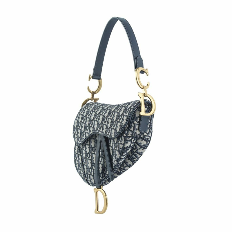 【包稅】DIOR M0446CTZQ 藍色斜背馬鞍包（中）+ S8553CBTE 肩帶 35071-1