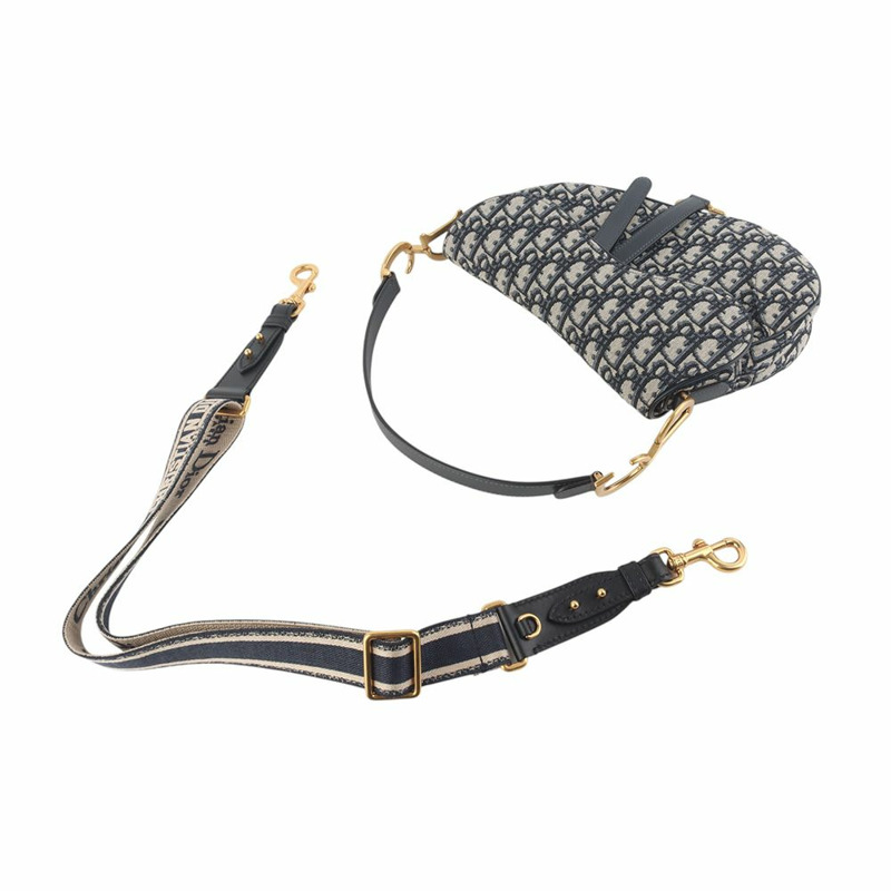【包稅】DIOR M0446CTZQ 藍色斜背馬鞍包（中）+ S8553CBTE 肩帶 35071-3
