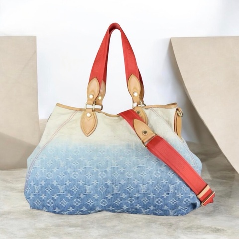 「JL精品代購」🌟稀有款🌟9新 LV 牛仔漸變藍 托特包