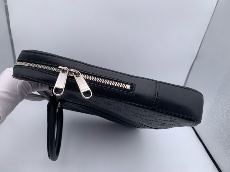 97新Gucci 古馳 黑色牛皮壓紋公文包 手提包 無附件-2