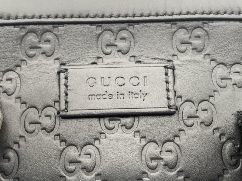 97新Gucci 古馳 黑色牛皮壓紋公文包 手提包 無附件-5