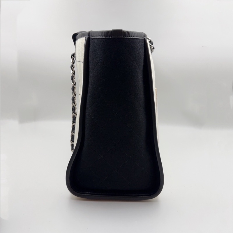 99新CHANEL 香奈兒 19K 沙灘包 購物袋 熊貓配色 拼色黑白字母大Logo 毛氈布拼牛皮 托特包 尺寸:長55cm 寬21cm 高32cm 附件:防塵袋-2