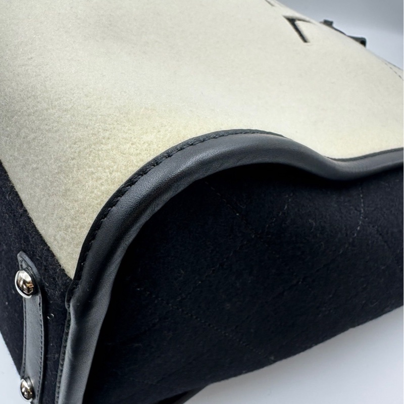 99新CHANEL 香奈兒 19K 沙灘包 購物袋 熊貓配色 拼色黑白字母大Logo 毛氈布拼牛皮 托特包 尺寸:長55cm 寬21cm 高32cm 附件:防塵袋-5