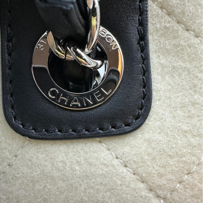 99新CHANEL 香奈兒 19K 沙灘包 購物袋 熊貓配色 拼色黑白字母大Logo 毛氈布拼牛皮 托特包 尺寸:長55cm 寬21cm 高32cm 附件:防塵袋-8