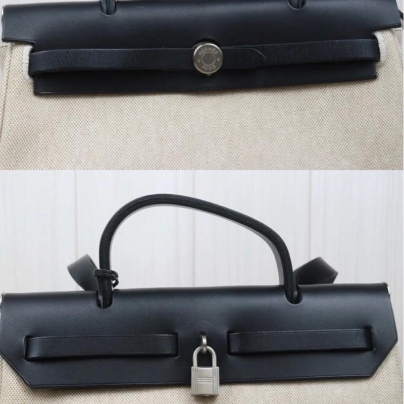 「JL精品代購」98新 Hermes herbag 31 熊貓 （黑白兩包可替換）-11