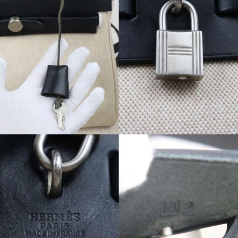 「JL精品代購」98新 Hermes herbag 31 熊貓 （黑白兩包可替換）-12