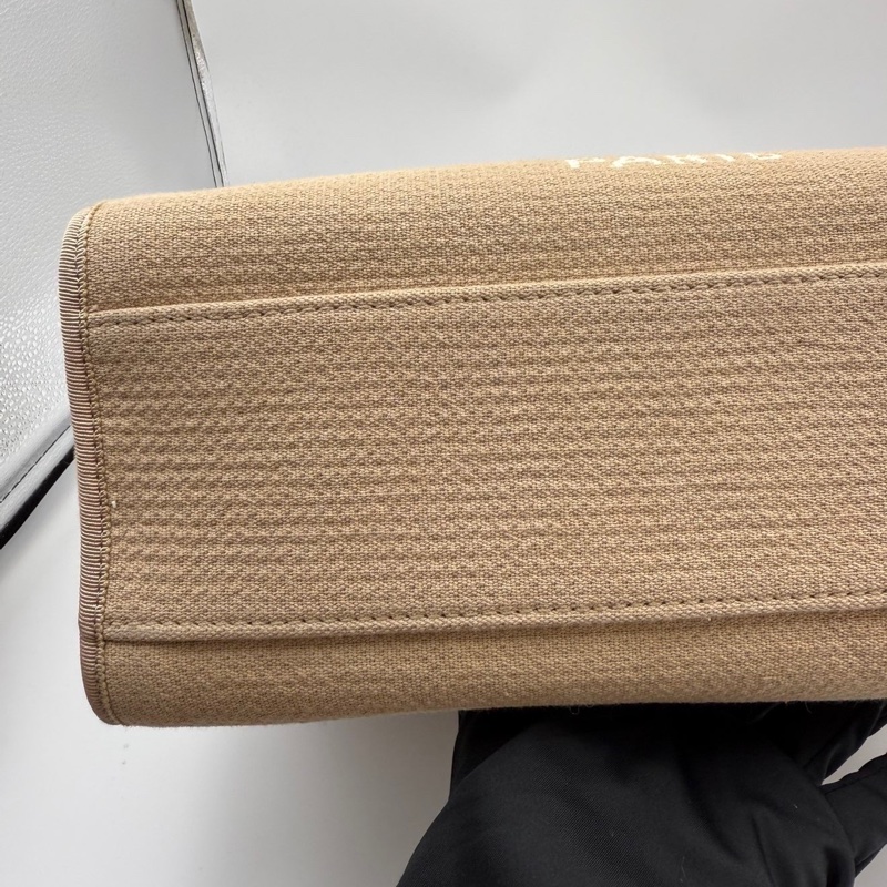 99新芯片款 CHANEL 香奈兒 22S 帆布保齡球沙灘包 雙C LOGO 皮質提手 混合纖維-6