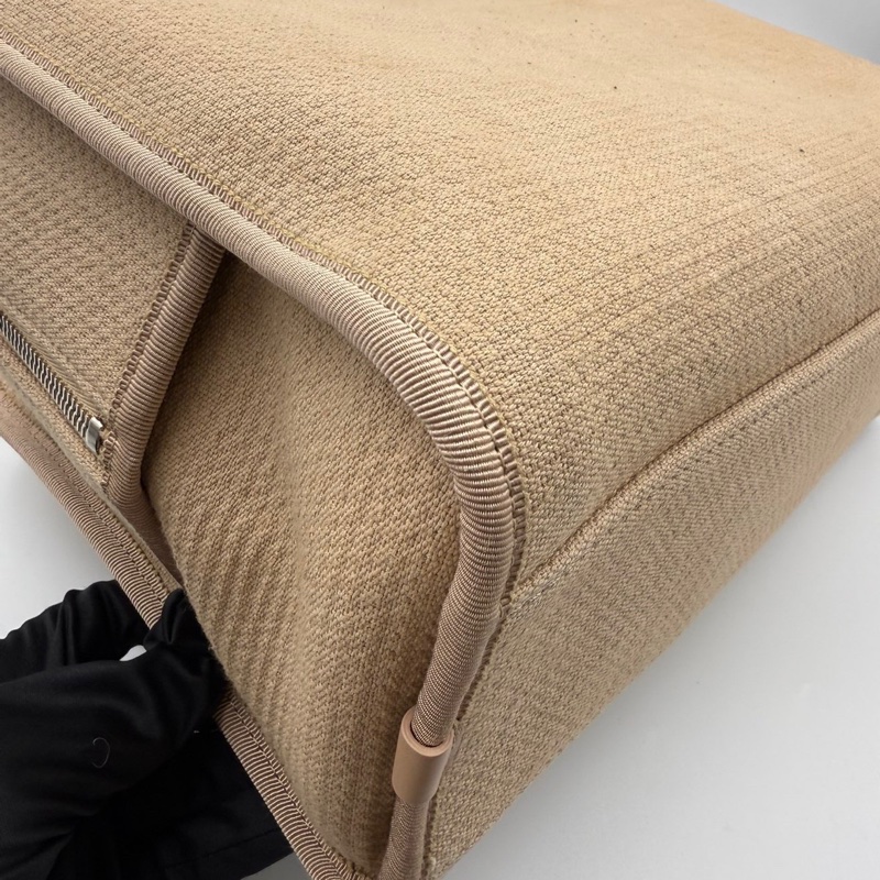 99新芯片款 CHANEL 香奈兒 22S 帆布保齡球沙灘包 雙C LOGO 皮質提手 混合纖維-9