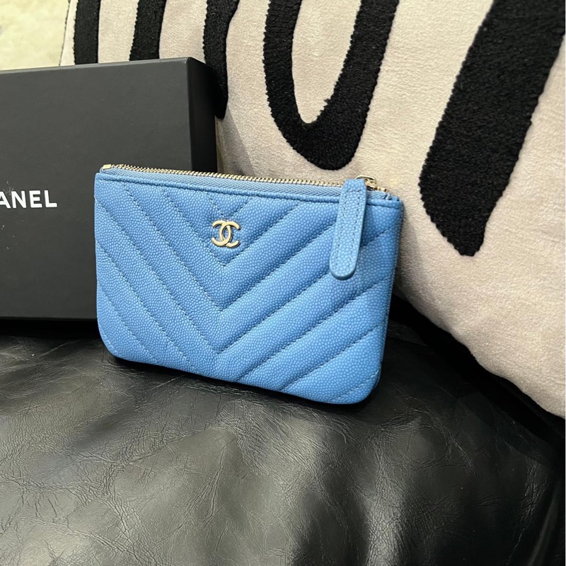 Chanel mini zip pouch 荔枝牛皮拉鍊卡包-0