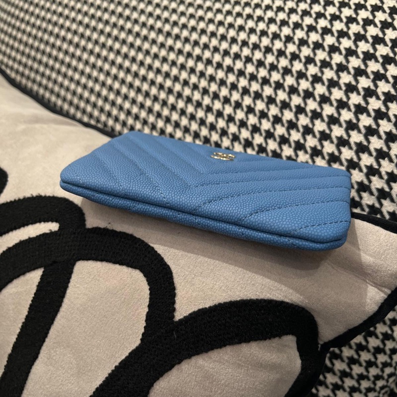 Chanel mini zip pouch 荔枝牛皮拉鍊卡包-1