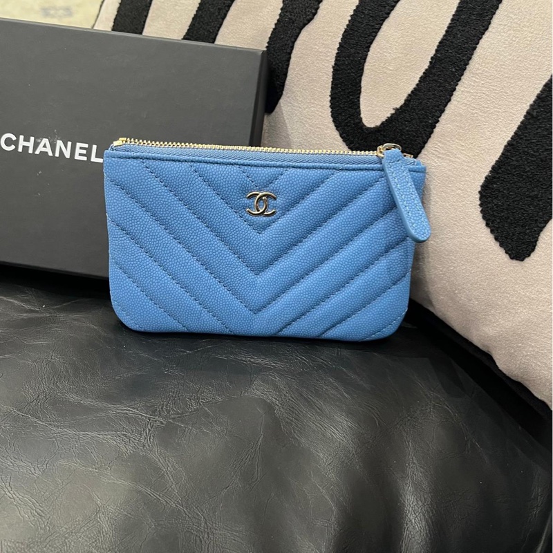 Chanel mini zip pouch 荔枝牛皮拉鍊卡包-2