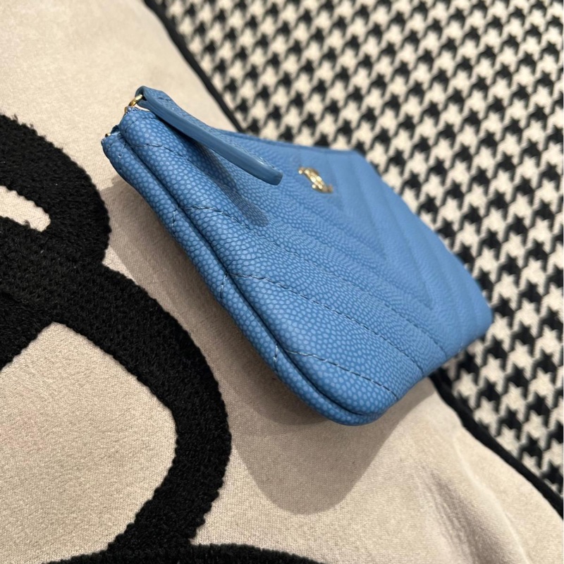 Chanel mini zip pouch 荔枝牛皮拉鍊卡包-4