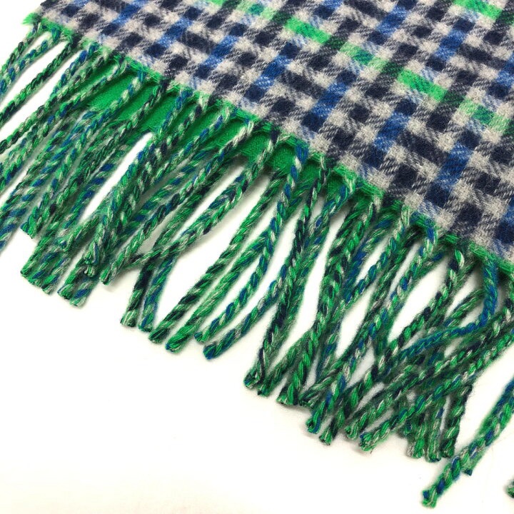 全新未使用愛馬仕Hermes 格紋圍巾灰/藍/綠-5