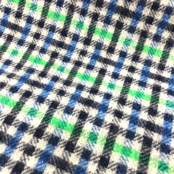 全新未使用愛馬仕Hermes 格紋圍巾灰/藍/綠-7