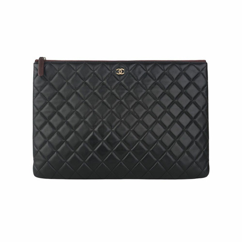 【包稅】CHANEL 經典羊皮手拿包 金色 大號 A69251-35134-3