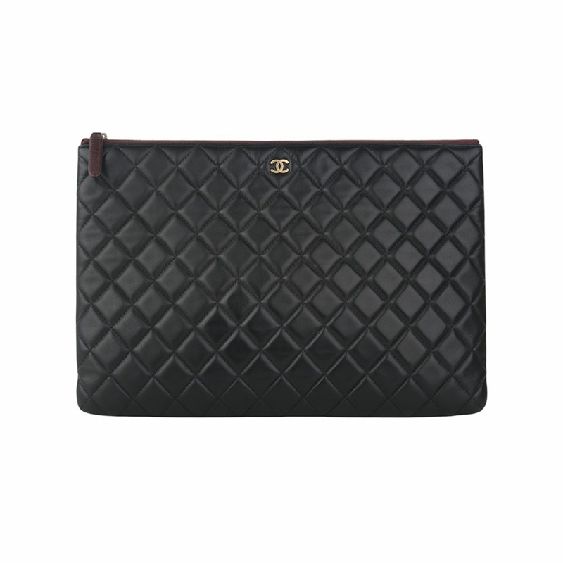 【包稅】CHANEL 經典羊皮手拿包 金色 大號 A69251-35134-3-0