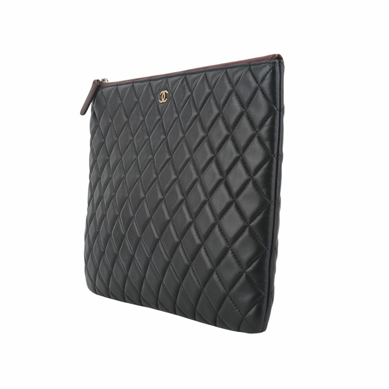 【包稅】CHANEL 經典羊皮手拿包 金色 大號 A69251-35134-3-1