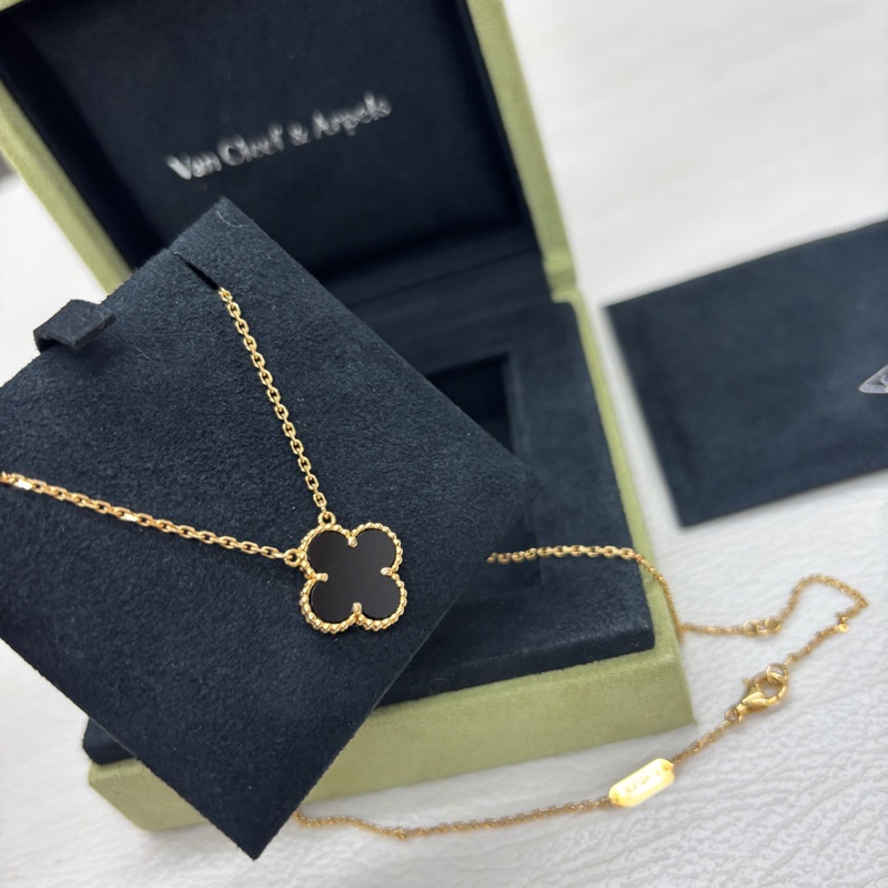 VCA 18K黃金黑花項鍊中號-1