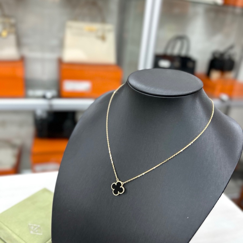 VCA 18K黃金黑花項鍊中號-3