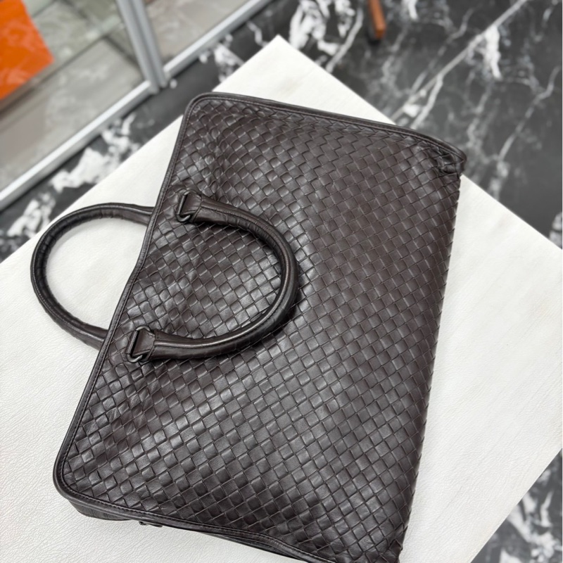 BV 棕色編織手提公文包-0